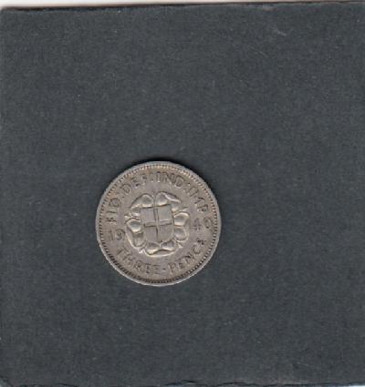 Beschrijving: 3 Pence GEORGIUS VI  